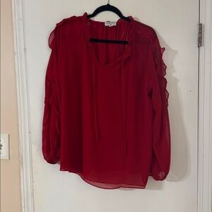 Catherine Malandrino Red Chiffon Blouse 1x